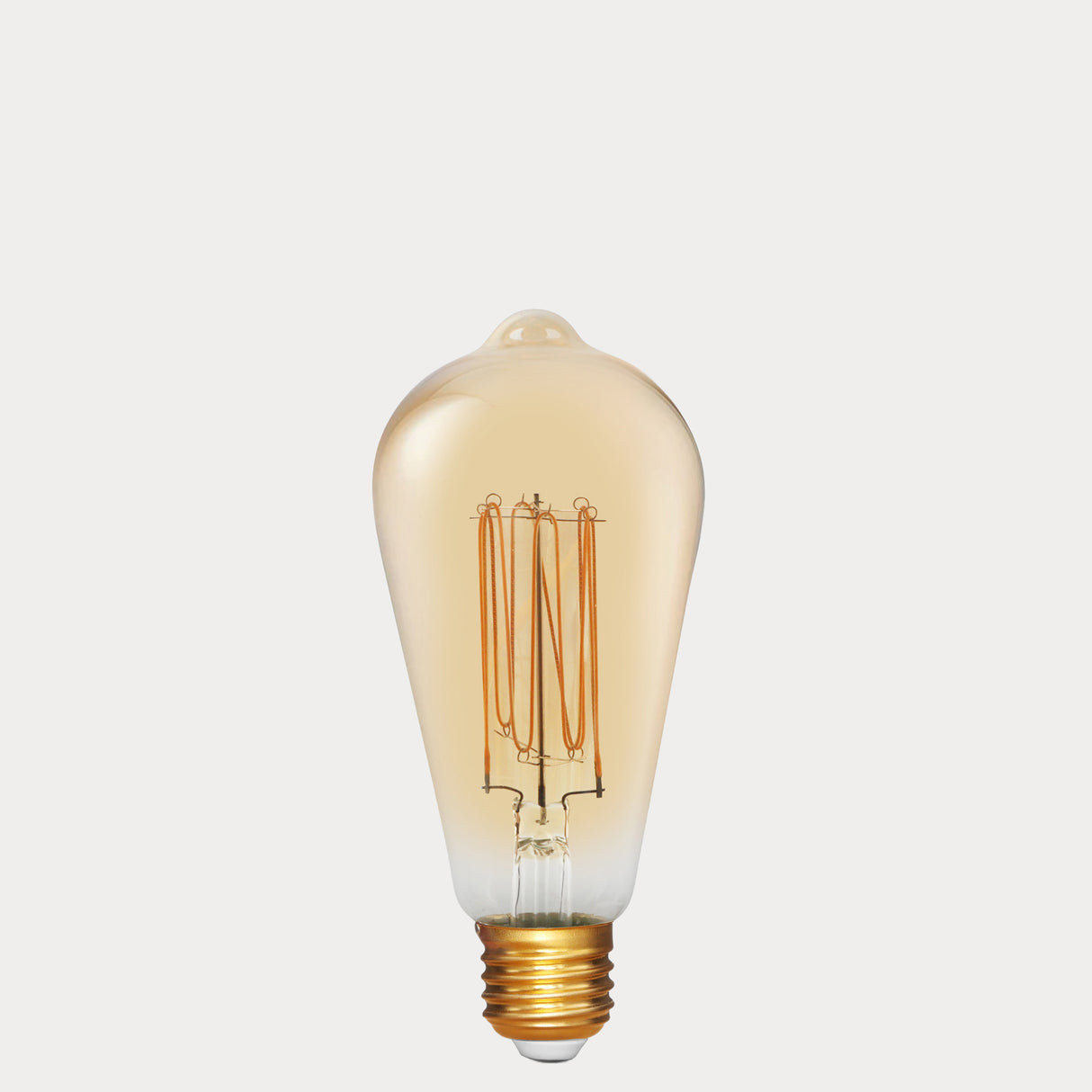 Dulora 4W Edison Vintage LED Bulb E27 in Ultra Warm White with squirrel-cage filament visible through amber ST64 glass