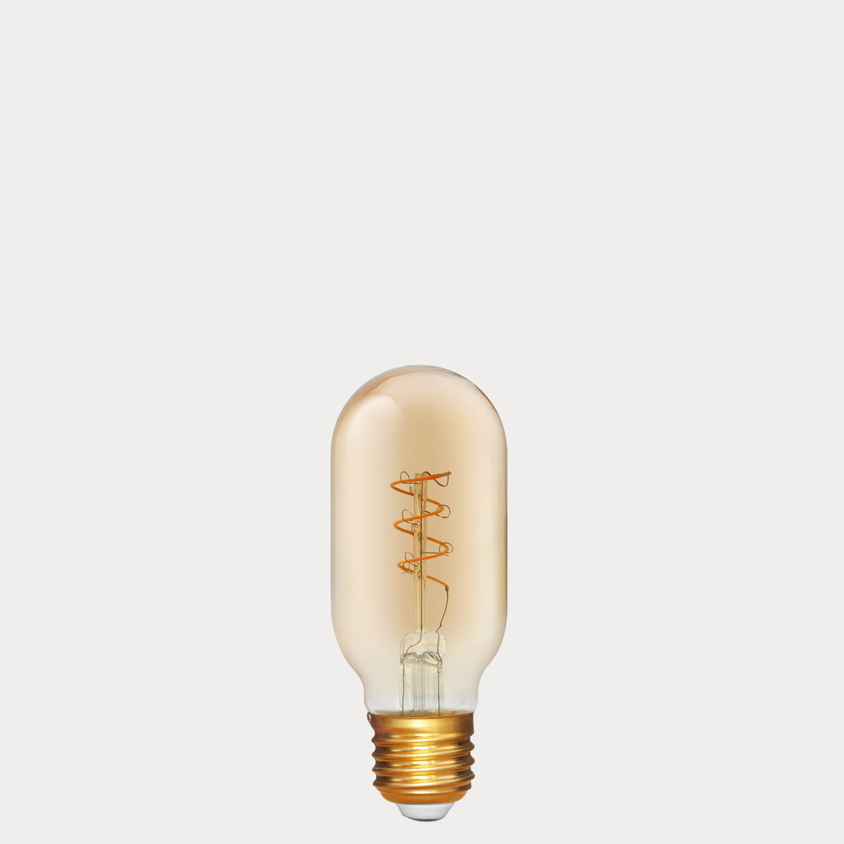 Dulora 4W Vintage Tubular Spiral LED Bulb E27 in Ultra Warm White with spiral filament visible through amber tubular glass