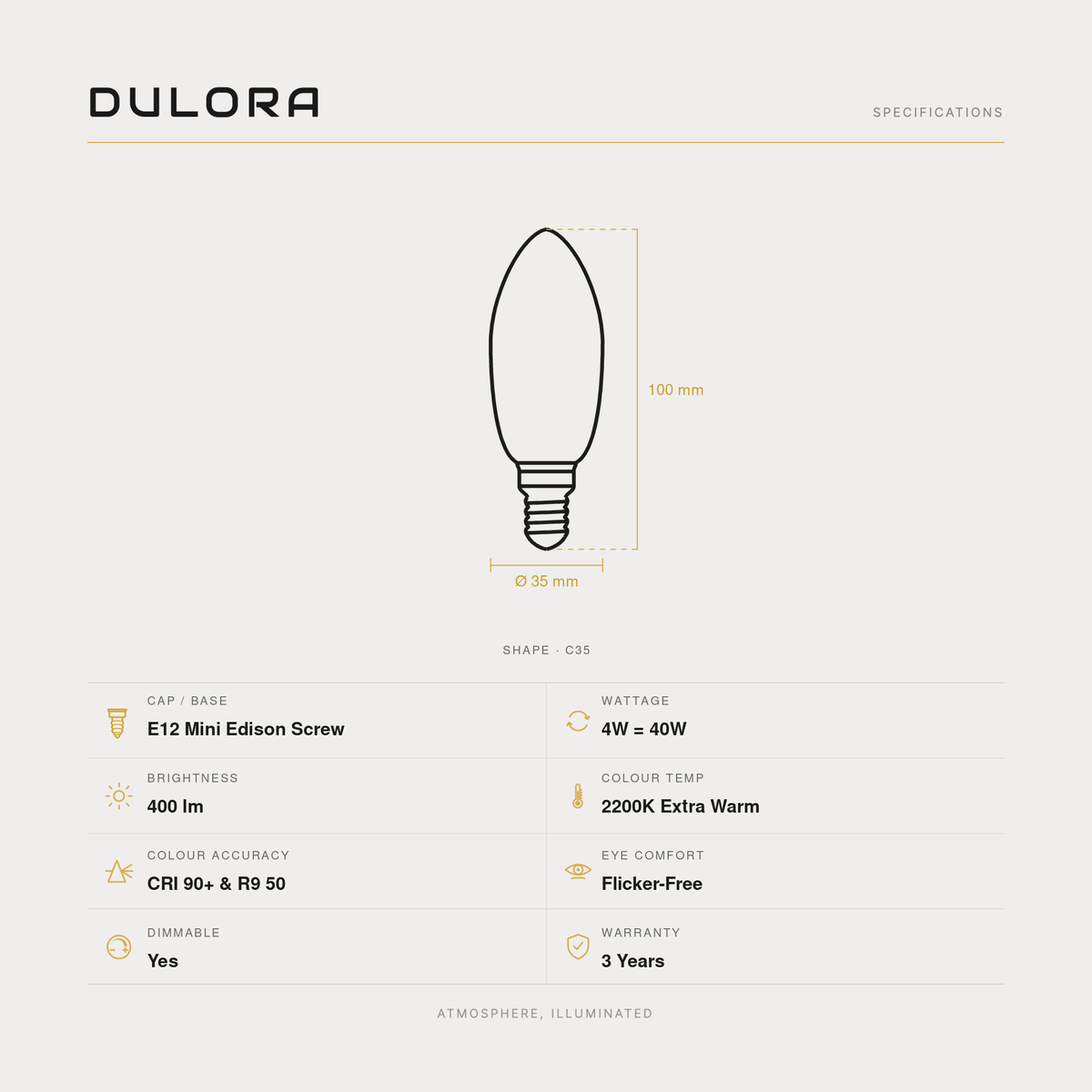 4W Candle LED Bulb E12 Clear in Extra Warm