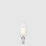 4W 12 Volt DC Candle LED Bulb E12 Clear in Warm White - LiquidLEDs™ - Candle Bulbs