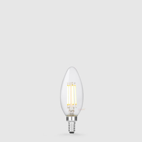 4W 12 Volt DC Candle LED Bulb E12 Clear in Warm White - LiquidLEDs™ - Candle Bulbs