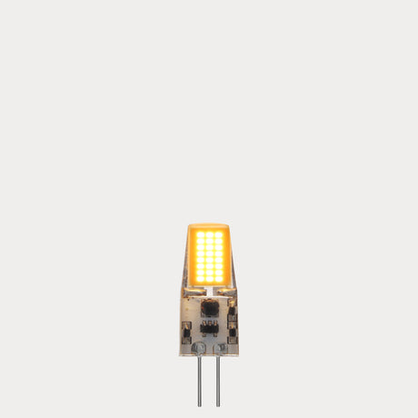 Dulora 2W G4 Dimmable LED Bi-Pin Bulb glowing warm white 2700K