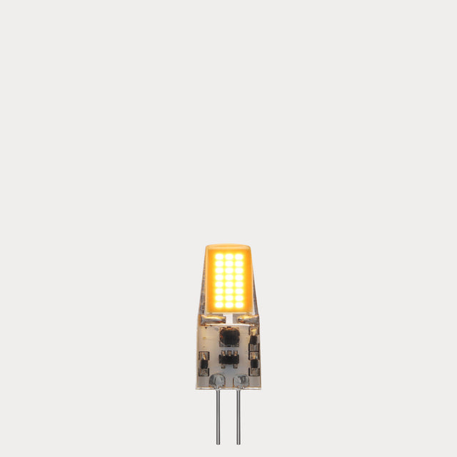 Dulora 2W G4 Dimmable LED Bi-Pin Bulb glowing warm white 2700K