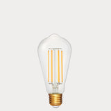 Dulora 4.2W Edison LED Bulb E27 in Extra Warm White with visible amber filaments in clear ST64 glass