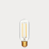 Dulora 6.5W E27 LED tubular filament bulb in clear glass, shown unlit.