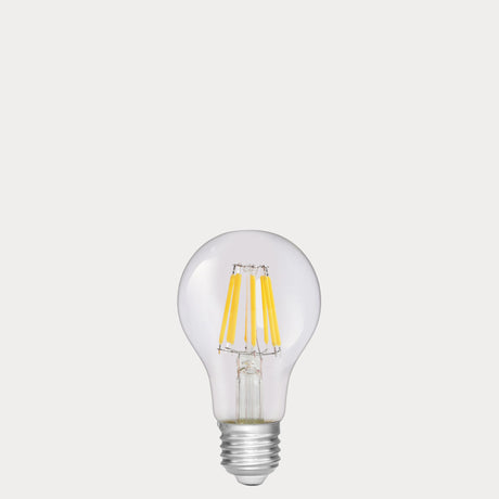 Dulora 8W 12-24 Volt AC/DC GLS LED Bulb E27 Clear in Warm White with filaments visible through clear A60 glass