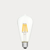 Dulora 8W E27 LED Edison-style bulb in clear glass with AC/DC compatibility, shown unlit.