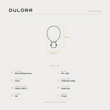 Dulora 4W G45 fancy round LED bulb B15 frost specifications: 470 lm, 2700K warm white, CRI 90+ and R9 47+, dimmable, flicker-free, 3 year warranty, 80mm by 45mm