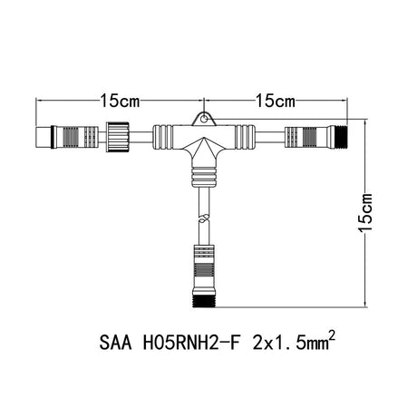 2 Way T Shaped Festoon String Splitter - LiquidLEDs™ - Festoon Accessories